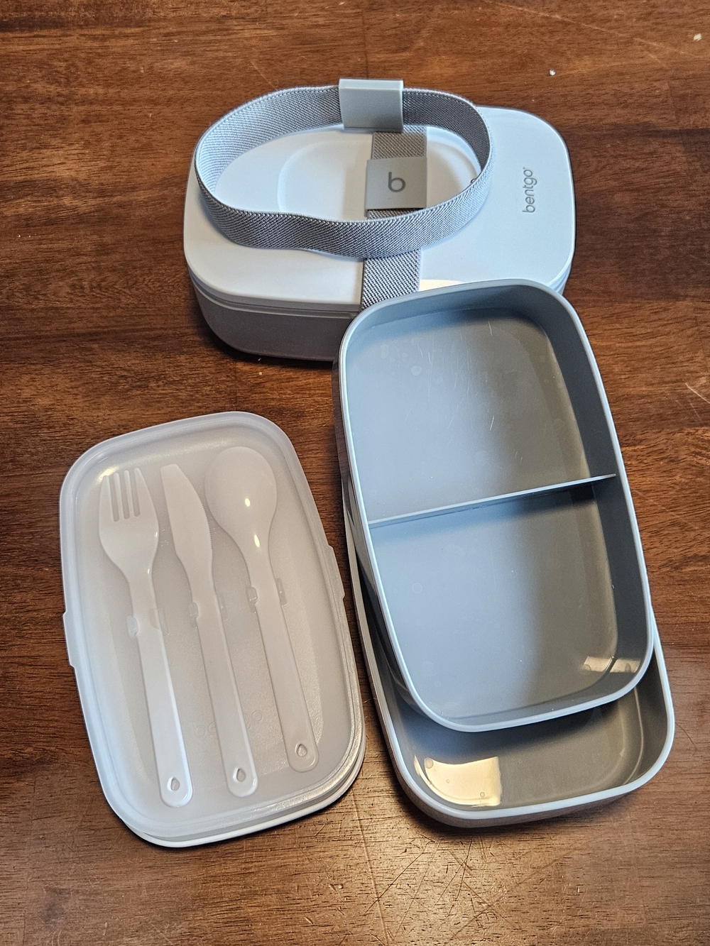 2 Bentgo Light Gray Stackable Bento Lunch Box with Utensils